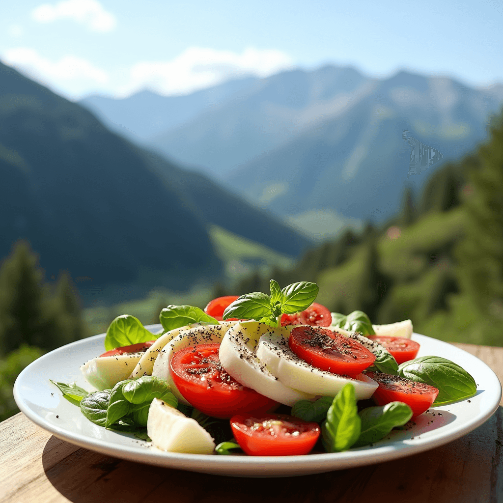 caprese salad with mountains view iw3n4r8vb7rmyi7rgryt 3