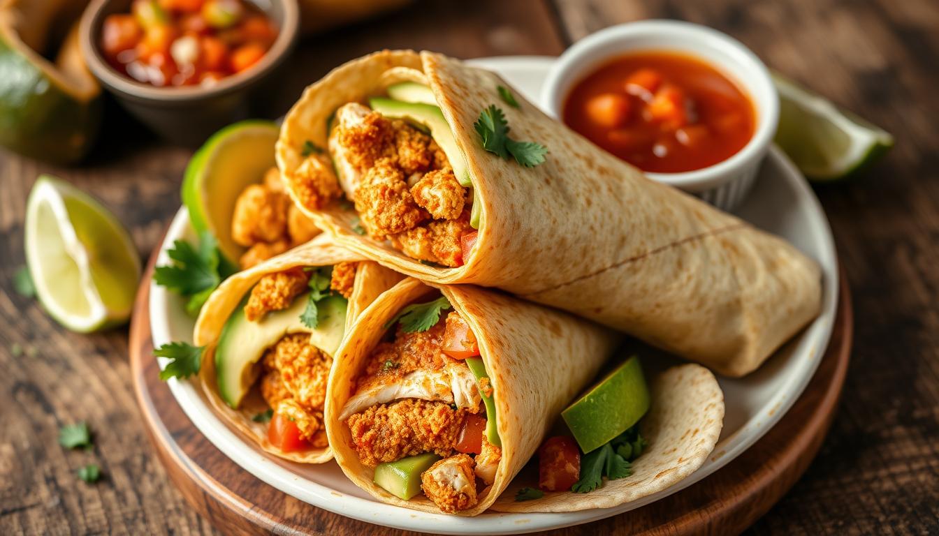 Crispy Chicken and Avocado Burrito Wraps