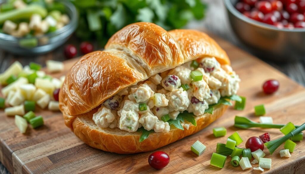 chicken salad croissant assembly