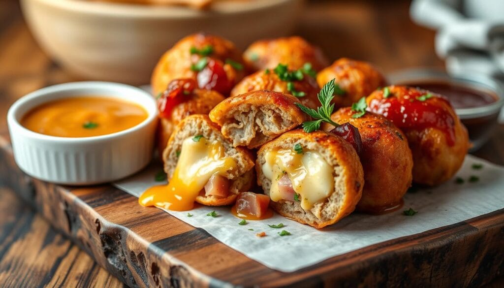 ham and cheese stuffed meatballs