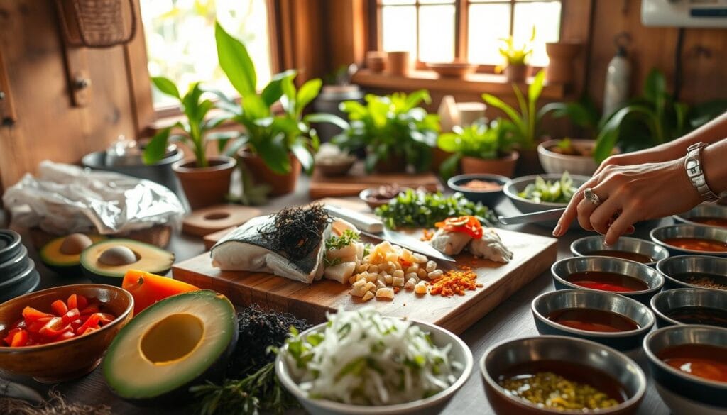 Traditional Hawaiian Poke Preparation