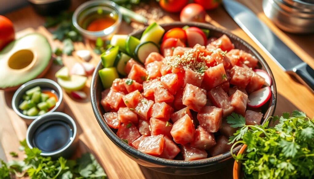 Tuna Poke Bowl Preparation