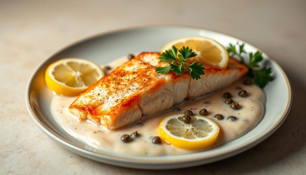 Salmon Piccata Dish